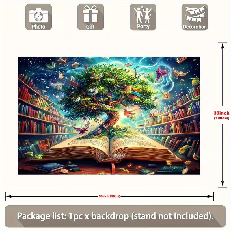 2D Fantasy Open Book with Magic Tree Library Photo Booth Background 47.2x31.5inch/120*80cm
2D Fantasy Open Book with Magic Tree Library Photo Booth Background 47.2x31.5inch/120*80cm