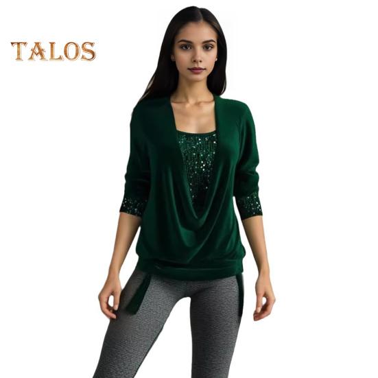 Женские бархатные топы с воротником-стойкой, длинными рукавами, завязками на подоле, присборенными топами, однотонные блузки с пайетками и строчкой XL зелёный
Женские бархатные топы с воротником-стойкой, длинными рукавами, завязками на подоле, присборенными топами, однотонные блузки с пайетками и строчкой XL зелёный