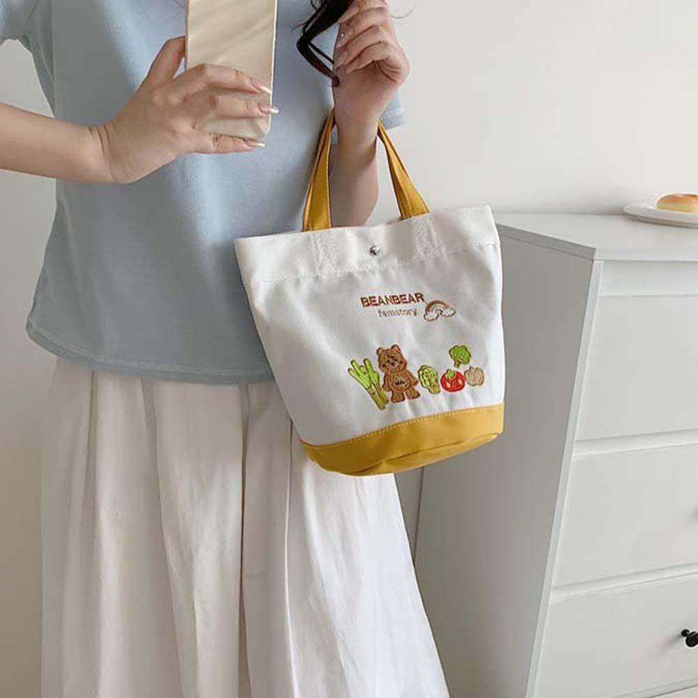 Letter Animals Handbag Embroidery Cartoon Wrist Bag Portable Canvas Bear Tote Bag Shopping
Letter Animals Handbag Embroidery Cartoon Wrist Bag Portable Canvas Bear Tote Bag Shopping