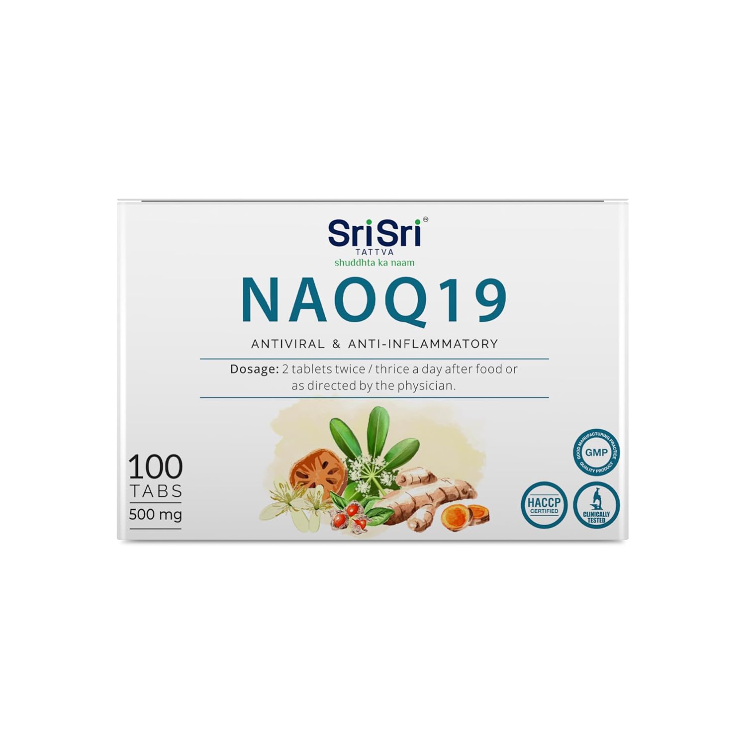 Sri Sri TATTVA shuddhta ka naam NAOQ19 - Anti Viral,10 Strips x 10 Number|500mg, 60 grams
Sri Sri TATTVA shuddhta ka naam NAOQ19 - Anti Viral,10 Strips x 10 Number|500mg, 60 grams
