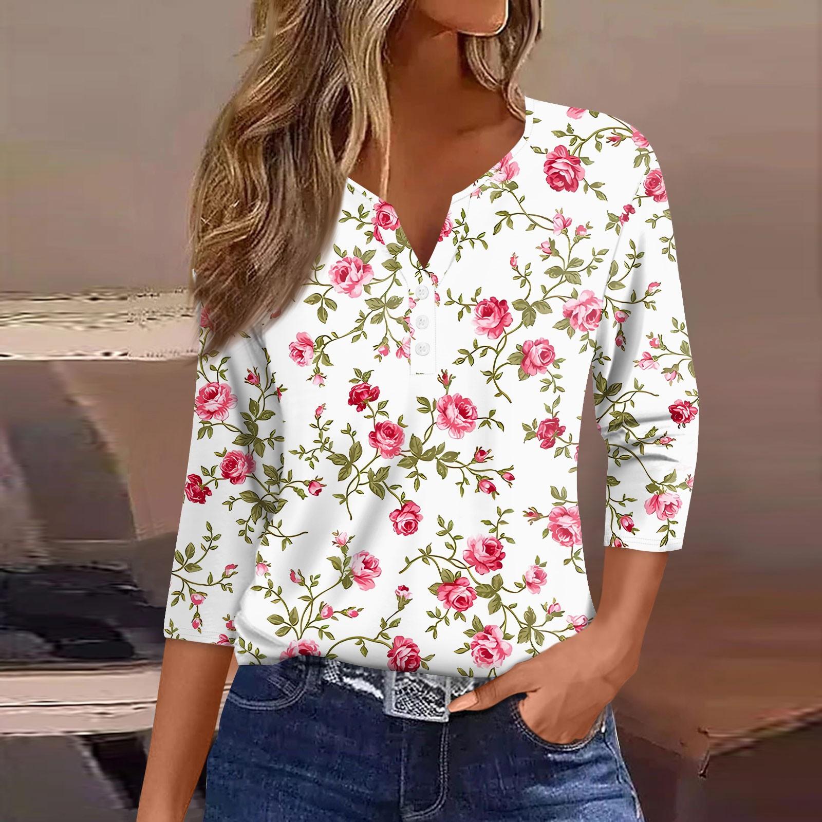 Женская модная повседневная футболка с v-образным вырезом и семью рукавами с цветочным принтом и пуговицами, топ на пуговицах XL горячий розовый
Женская модная повседневная футболка с v-образным вырезом и семью рукавами с цветочным принтом и пуговицами, топ на пуговицах XL горячий розовый