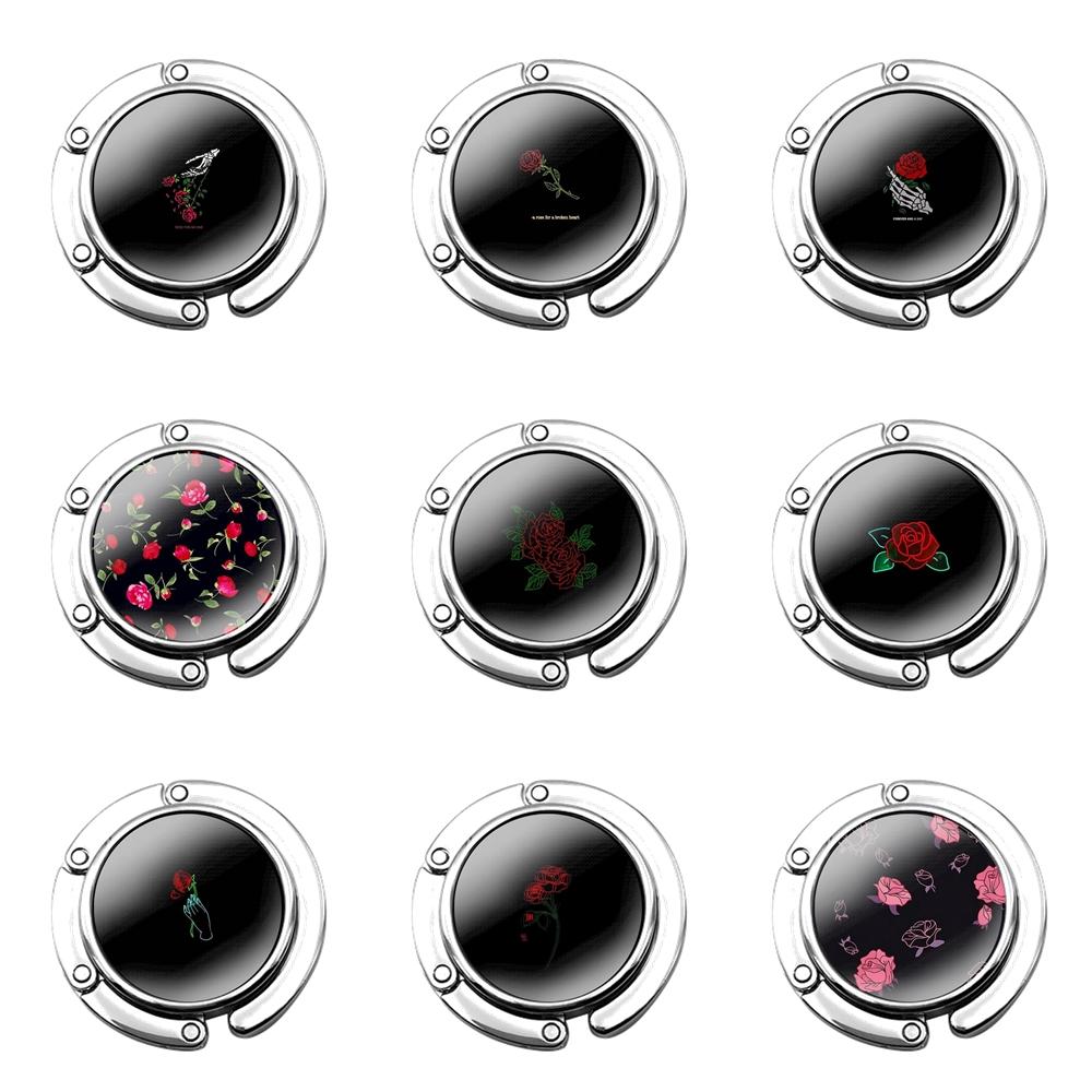 Складной крючок для кошелька для женской сумки, складной настольный крючок для хранения декора, светящаяся роза в 
Складной крючок для кошелька для женской сумки, складной настольный крючок для хранения декора, светящаяся роза в