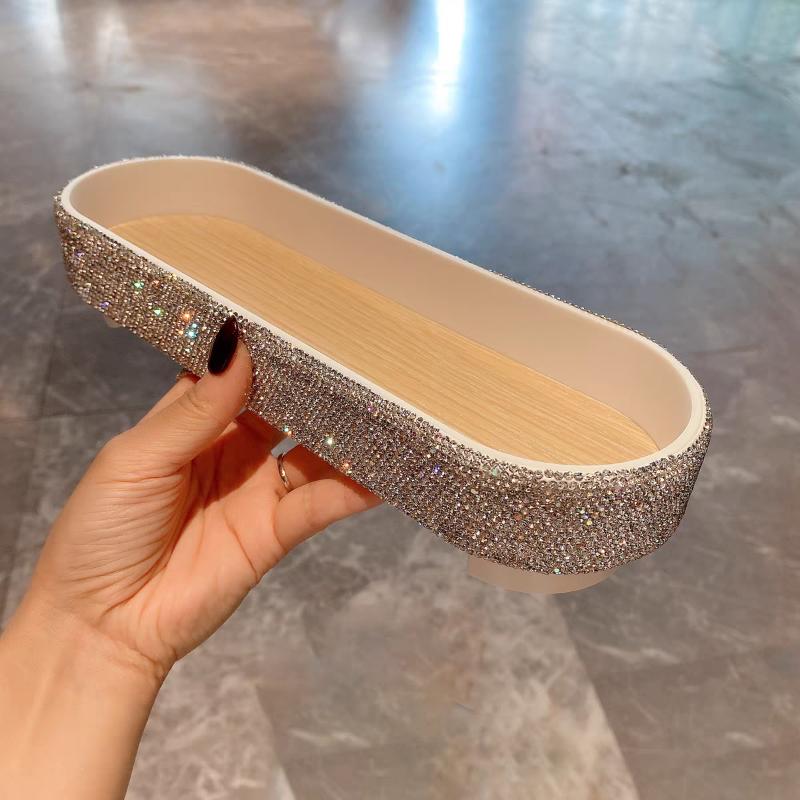 Light luxury plastic oval tray storage rack artificial diamond home living room desktop skin care products finishing storage box білий
Light luxury plastic oval tray storage rack artificial diamond home living room desktop skin care products finishing storage box білий