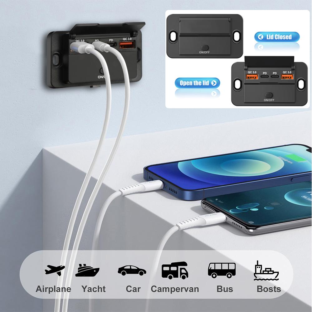 12V 24V USB Розетка Автомобільний зарядний порт Dual PD USB C Розетка Настінне кріплення Аксесуари для автомобіля Човни Морські кемпери Вантажівка Гольф візок чорний
12V 24V USB Розетка Автомобільний зарядний порт Dual PD USB C Розетка Настінне кріплення Аксесуари для автомобіля Човни Морські кемпери Вантажівка Гольф візок чорний