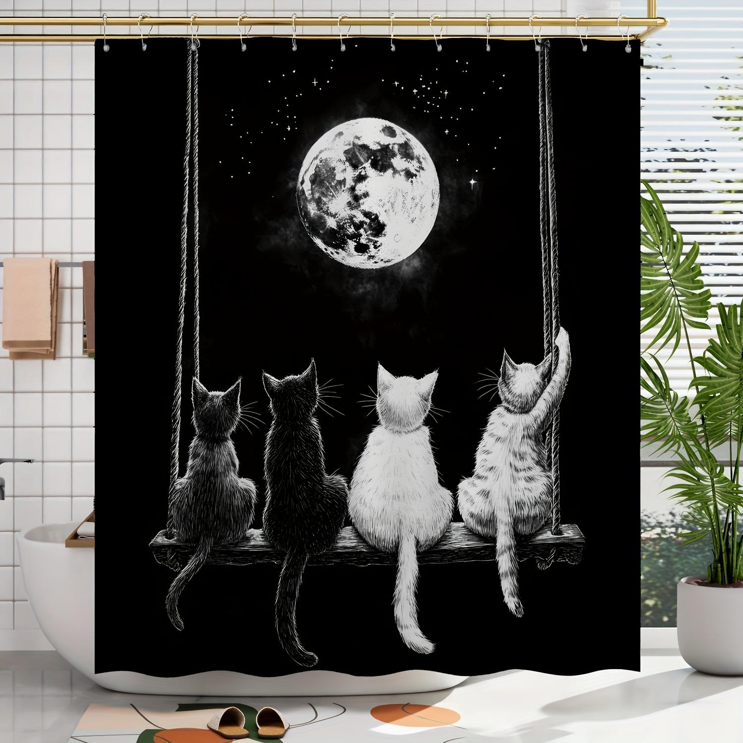 1pc Moonlit Cats on Swing Digital Print Shower Curtain - Black & White Whimsical Design with Black Cats, White Cats, and Full 90x180cm
1pc Moonlit Cats on Swing Digital Print Shower Curtain - Black & White Whimsical Design with Black Cats, White Cats, and Full 90x180cm