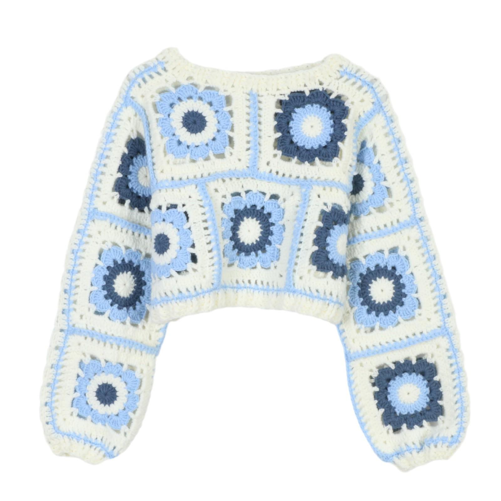 Hand-Crocheted Floral Sweater for Women, Loose-Fit, Short, Long Sleeve, Knitted Top for Autumn and Winter M
Hand-Crocheted Floral Sweater for Women, Loose-Fit, Short, Long Sleeve, Knitted Top for Autumn and Winter M