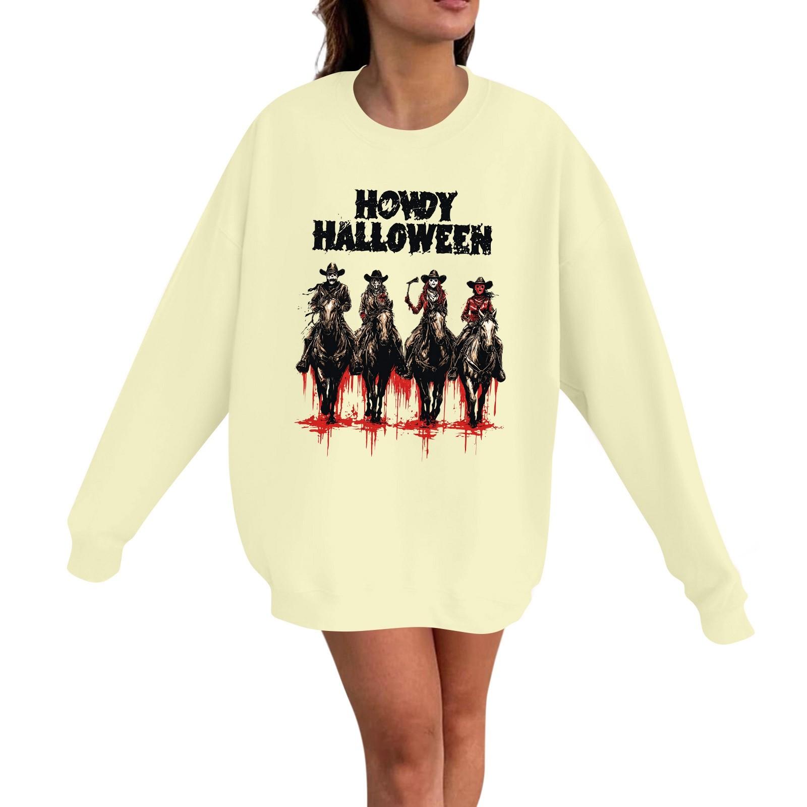 Женский повседневный модный пуловер с длинным рукавом и принтом на Хэллоуин, с круглым вырезом XL жёлтый
Женский повседневный модный пуловер с длинным рукавом и принтом на Хэллоуин, с круглым вырезом XL жёлтый