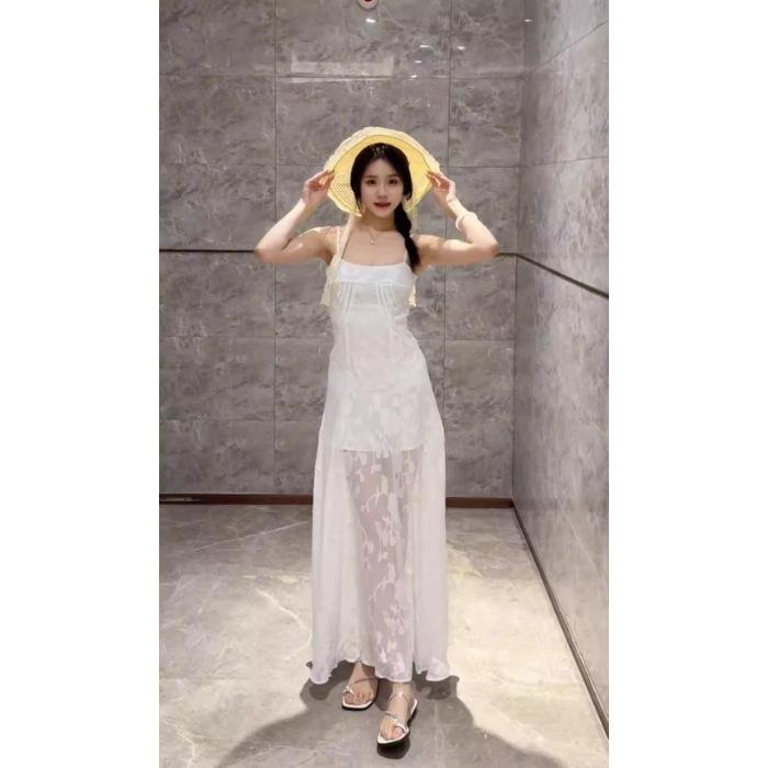 New mint green sleeveless suspender dress women s summer seaside vacation style wear waist beautiful long dress XL білий
New mint green sleeveless suspender dress women s summer seaside vacation style wear waist beautiful long dress XL білий