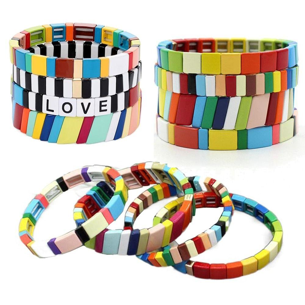 Прямоугольные бусины эмаль Pulsera Stackable геометрический браслет красочный аксессуар для рук для женщин Style 2
Прямоугольные бусины эмаль Pulsera Stackable геометрический браслет красочный аксессуар для рук для женщин Style 2