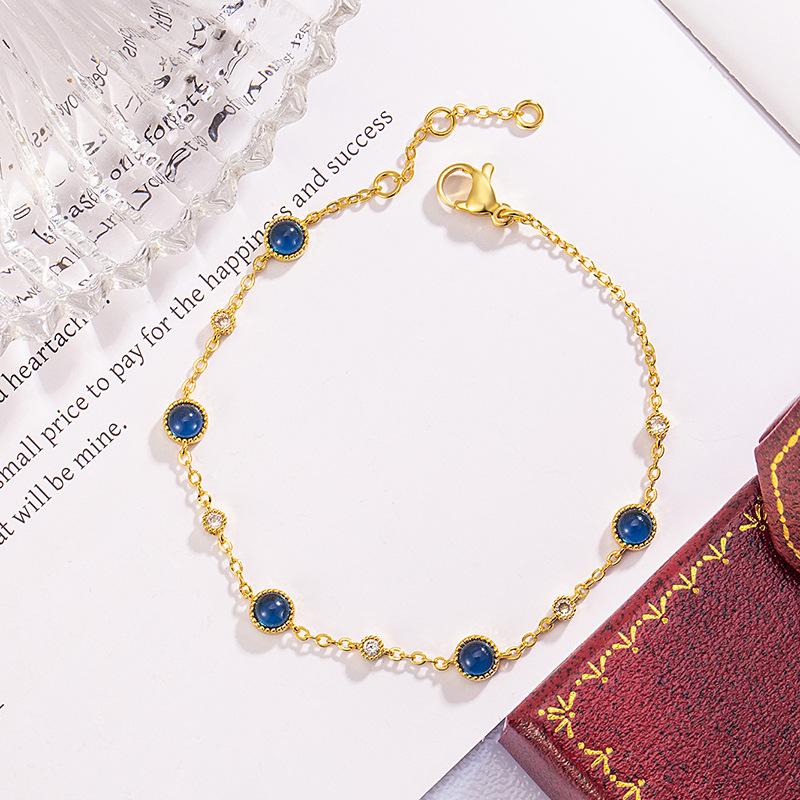 925 Sterling Silver Blue Ball Bracelet Personality Charm Simple Style Gold Bracelet Birthday Gift for Women s Exquisite Jewelry
925 Sterling Silver Blue Ball Bracelet Personality Charm Simple Style Gold Bracelet Birthday Gift for Women s Exquisite Jewelry