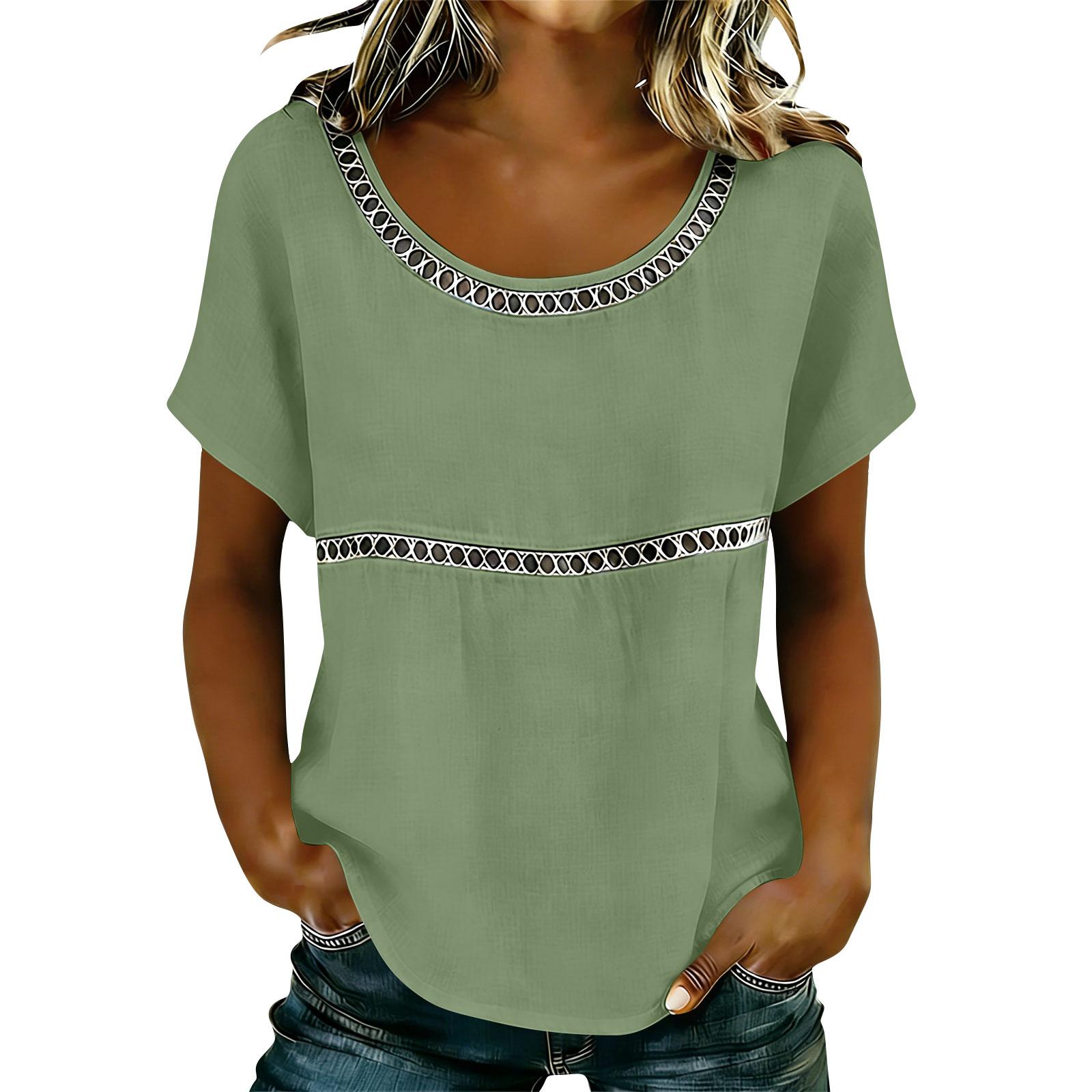 Women’s Short Sleeve Loose Fit Blouse with Scoop Neck and Geometric Pattern Trim Casual Top for Everyday Wear S
Women’s Short Sleeve Loose Fit Blouse with Scoop Neck and Geometric Pattern Trim Casual Top for Everyday Wear S