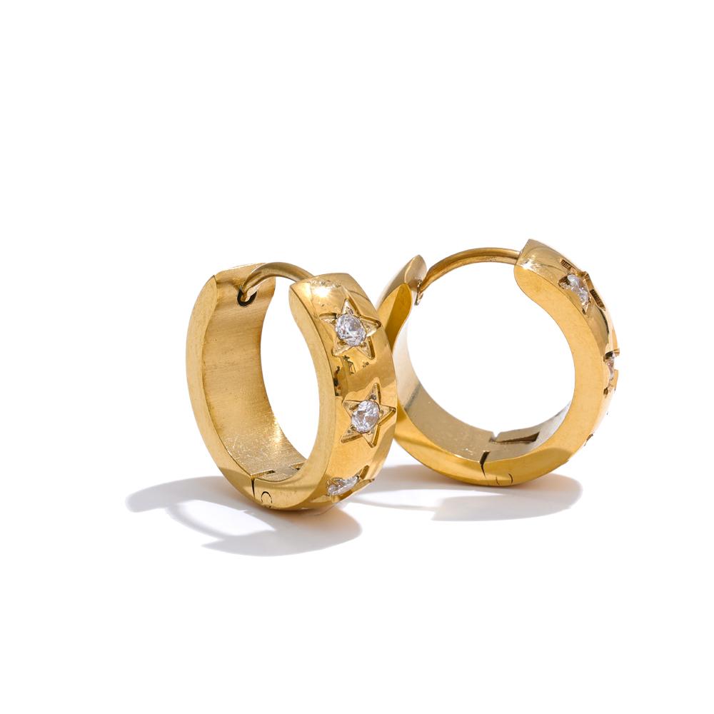 Yhpup Size:16*16mm Zirconia Star Round Daily Hoop Earrings for Women Prevent Allergy Stainless Steel High Quality Chic Jewelry
Yhpup Size:16*16mm Zirconia Star Round Daily Hoop Earrings for Women Prevent Allergy Stainless Steel High Quality Chic Jewelry