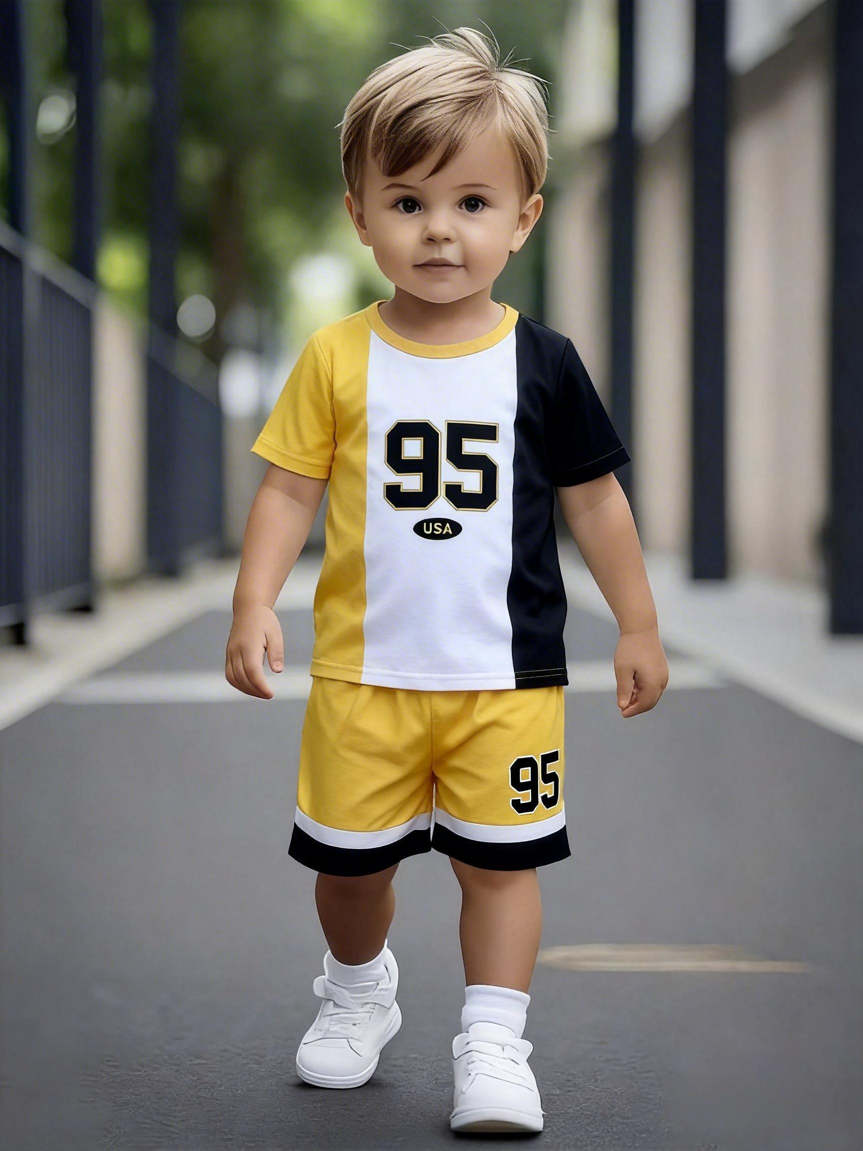 Toddler Boys Cool 95 Print 2-Piece Outfit, Summer Color Block Casual Clothes for Kids, Perfect for Playwear & Outdoor 1-2Y жёлтый
Toddler Boys Cool 95 Print 2-Piece Outfit, Summer Color Block Casual Clothes for Kids, Perfect for Playwear & Outdoor 1-2Y жёлтый