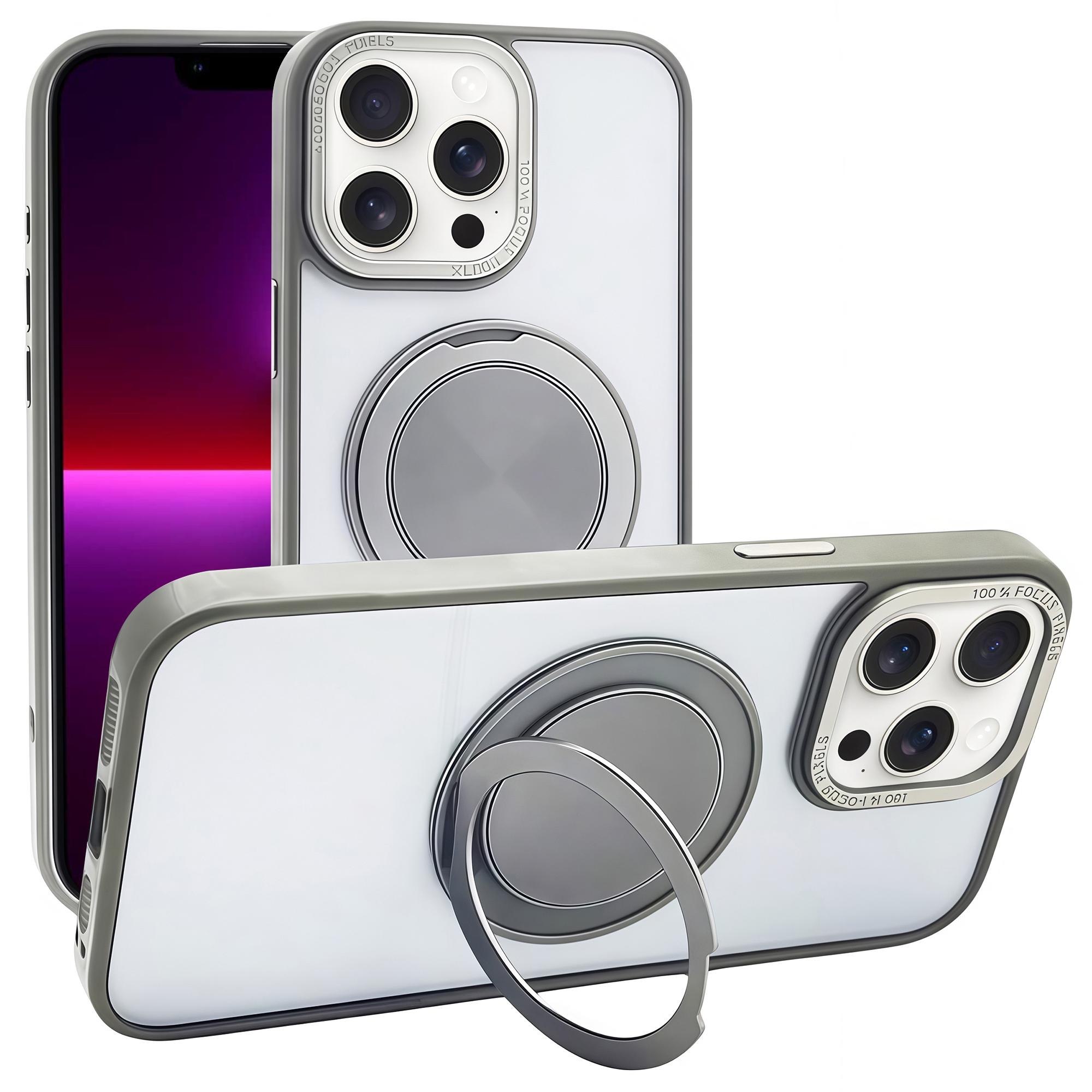 For iPhone 13 Pro Magnetic Case Acrylic TPU Phone Back Cover with Kickstand Grey
For iPhone 13 Pro Magnetic Case Acrylic TPU Phone Back Cover with Kickstand Grey