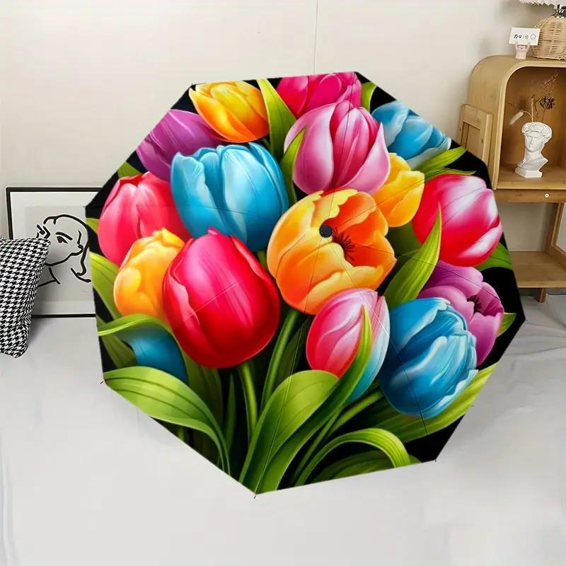 1pc Automatic Open/Close Umbrella with 8-Rib Windproof Design, Vibrant Tulip Floral Pattern & Colorful Tulip Blossoms - Durabl Iron&8K
1pc Automatic Open/Close Umbrella with 8-Rib Windproof Design, Vibrant Tulip Floral Pattern & Colorful Tulip Blossoms - Durabl Iron&8K