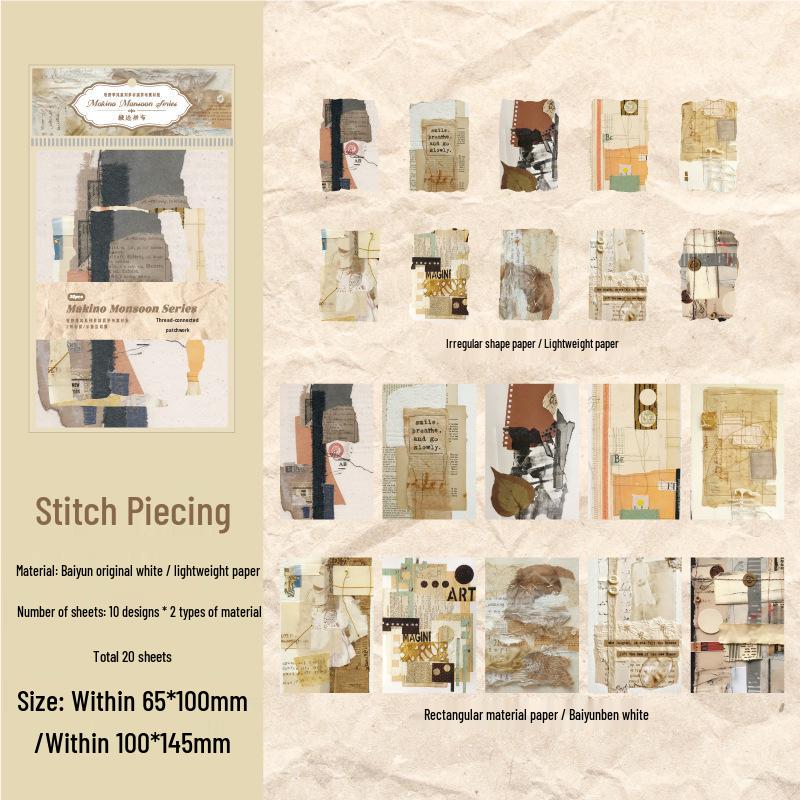 Meadow Seasoning Series: 20-Sheet Mixed Material Patchwork Paper for Vintage Collages, 6 Varieties
Meadow Seasoning Series: 20-Sheet Mixed Material Patchwork Paper for Vintage Collages, 6 Varieties