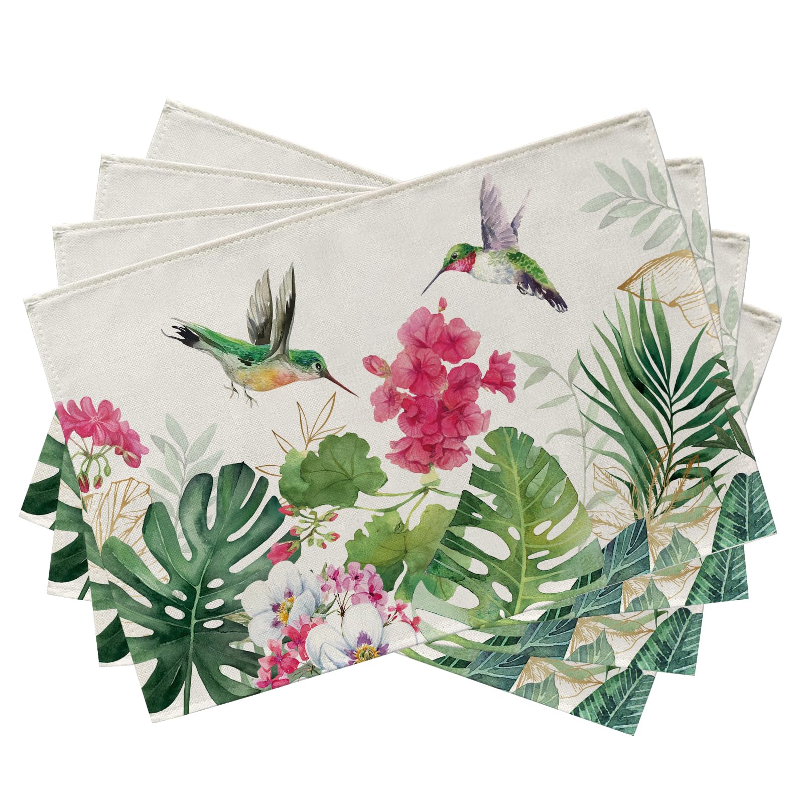 Spring Summer Geranium Flower Placemats Set of 4, Red Floral Hummingbird Palm Leaves Monstera Dining Table Place Mats, Seasonal Kitchen Decor H 4Pcs-12 X18
Spring Summer Geranium Flower Placemats Set of 4, Red Floral Hummingbird Palm Leaves Monstera Dining Table Place Mats, Seasonal Kitchen Decor H 4Pcs-12 X18