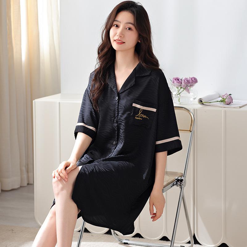 Pajamas Women s Summer Ice Silk Short Sleeve Thin Shirt Cardigan Pajamas Skirt Premium Summer Simulation Silk Middress m recommended 40-50kg
Pajamas Women s Summer Ice Silk Short Sleeve Thin Shirt Cardigan Pajamas Skirt Premium Summer Simulation Silk Middress m recommended 40-50kg