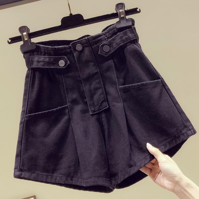 Лето 2020, свободные широкие шорты с высокой талией, повседневные шорты, джинсы, большие размеры 5XL, черная резинка на талии 5XL чёрный