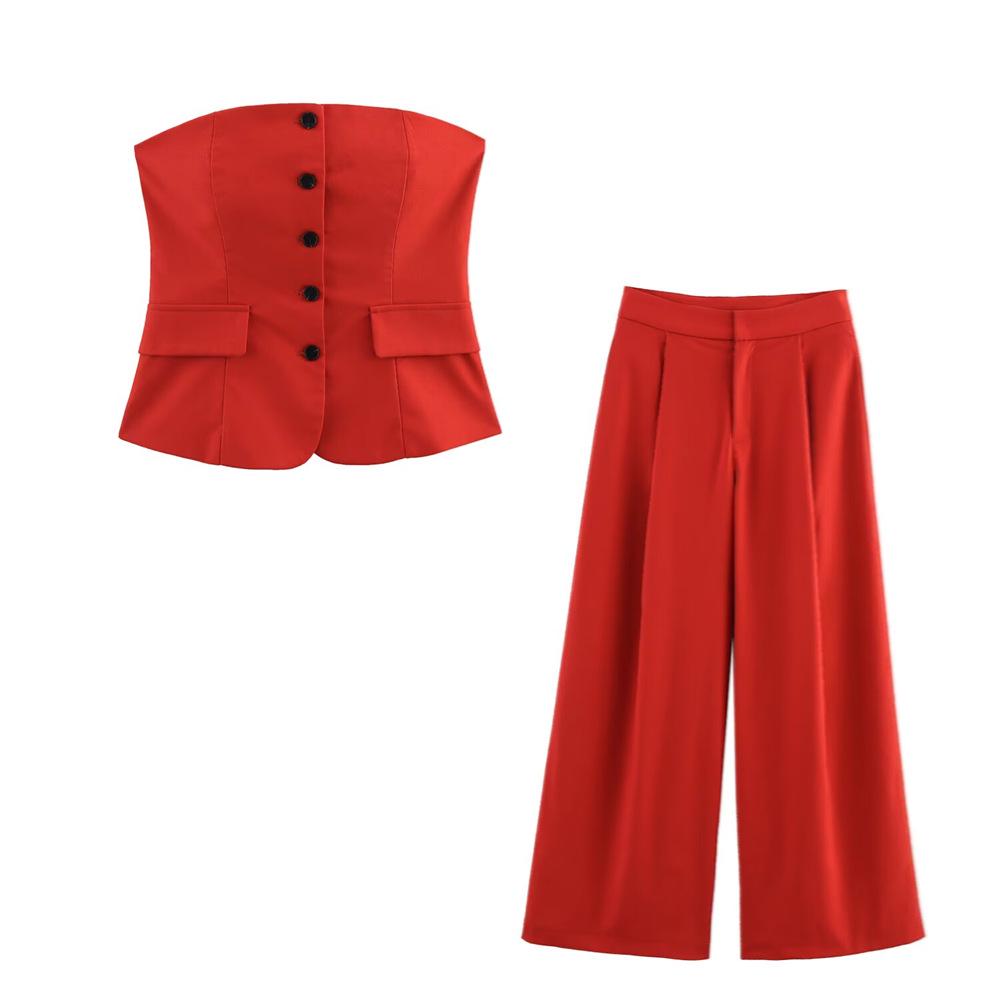 2025 Spring/Summer Women s Slim Fit Buttoned Bandeau Top & Straight-Leg Pants Set Extra Small
2025 Spring/Summer Women s Slim Fit Buttoned Bandeau Top & Straight-Leg Pants Set Extra Small