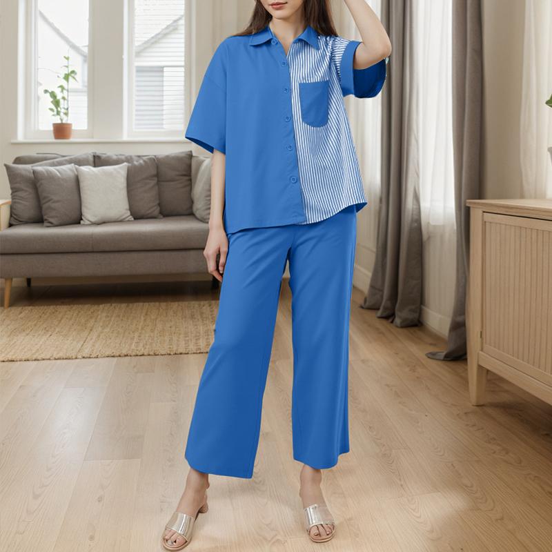 ZANZEA Женская блузка с коротким рукавом и укороченные брюки в полоску пэчворк, летние костюмы-двойки M
ZANZEA Женская блузка с коротким рукавом и укороченные брюки в полоску пэчворк, летние костюмы-двойки M