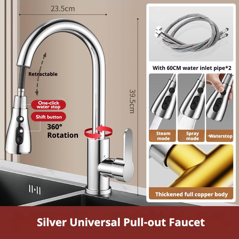 Смеситель для кухни с выдвижной головкой-распылителем, вращение на 360 градусов, горячая и холодная вода, серебристо-черный, выдвижной смеситель для кухонной мойки на одно отверстие серебряный
Смеситель для кухни с выдвижной головкой-распылителем, вращение на 360 градусов, горячая и холодная вода, серебристо-черный, выдвижной смеситель для кухонной мойки на одно отверстие серебряный