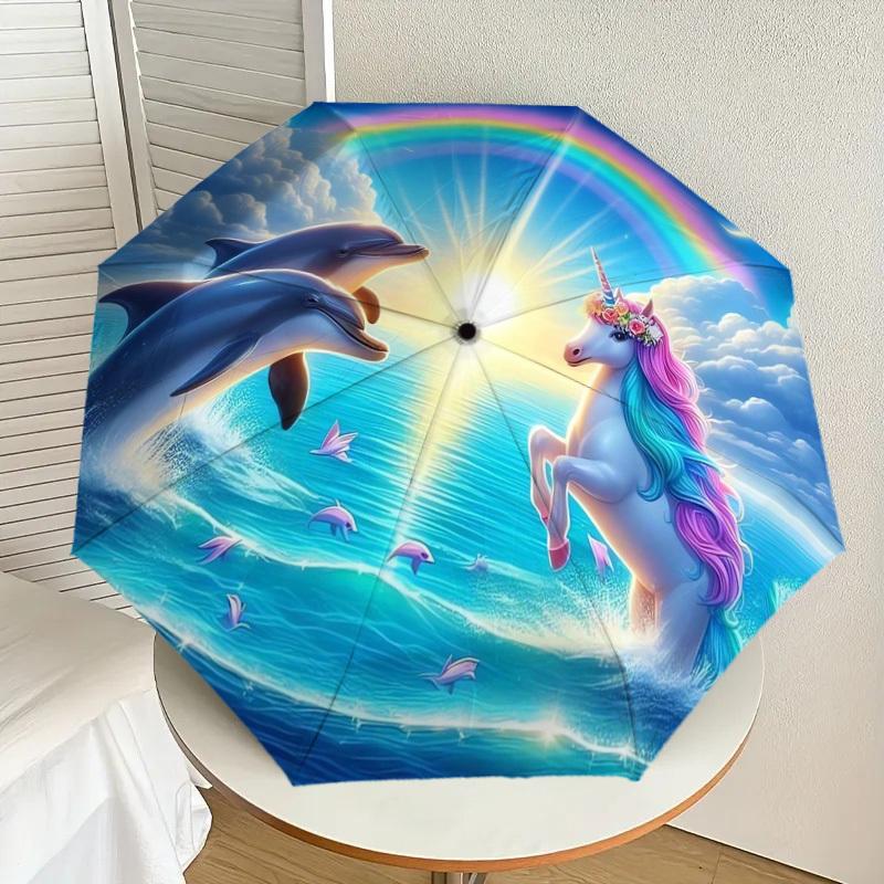 1pc Unicorn Dolphins Rainbow Ocean Fantasy Umbrella with Plastic Handle,Suitable for All Seasons Home Travel Outdoor UmbrellaDD349
1pc Unicorn Dolphins Rainbow Ocean Fantasy Umbrella with Plastic Handle,Suitable for All Seasons Home Travel Outdoor UmbrellaDD349