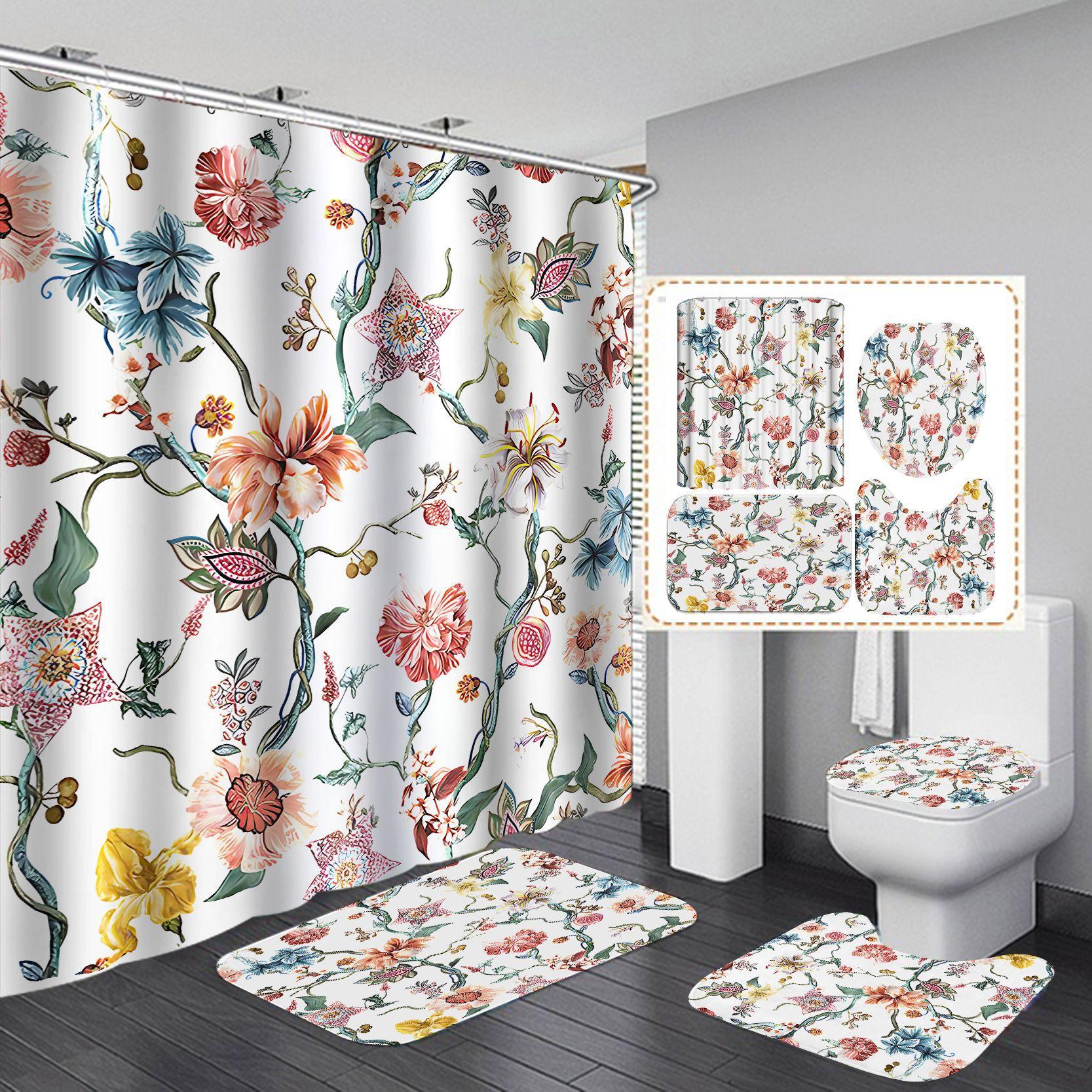 4Pcs Flower Series Набори завіс для душу для ванної кімнати Нековзкі килимки для ванної кімнати Кришка для унітазу Килимок для ванної кімнати 4Pcs
4Pcs Flower Series Набори завіс для душу для ванної кімнати Нековзкі килимки для ванної кімнати Кришка для унітазу Килимок для ванної кімнати 4Pcs