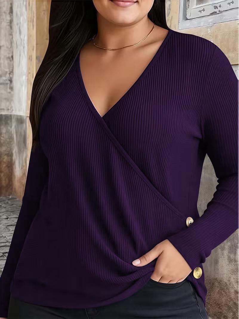 Elegant Plus Size V-Neck Button-Up Long Sleeve Knit T-Shirt for Women 2XL темно-фіолетовий колір
Elegant Plus Size V-Neck Button-Up Long Sleeve Knit T-Shirt for Women 2XL темно-фіолетовий колір