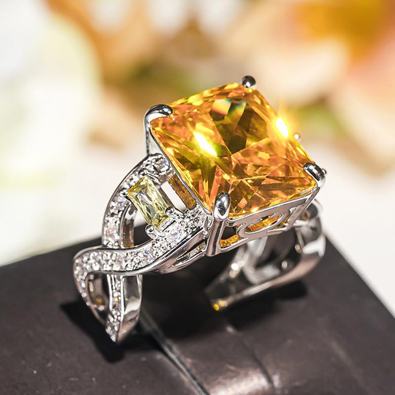 925 Sterling Silver Yellow Rectangle Cubic Zirconia Ring for Women Big Size Wedding Party Jewelry Accessory Female 9
925 Sterling Silver Yellow Rectangle Cubic Zirconia Ring for Women Big Size Wedding Party Jewelry Accessory Female 9