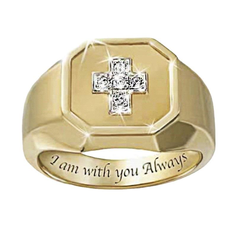 Новое модное мужское деловое кольцо с белым бриллиантом и крестиком
Новое модное мужское деловое кольцо с белым бриллиантом и крестиком