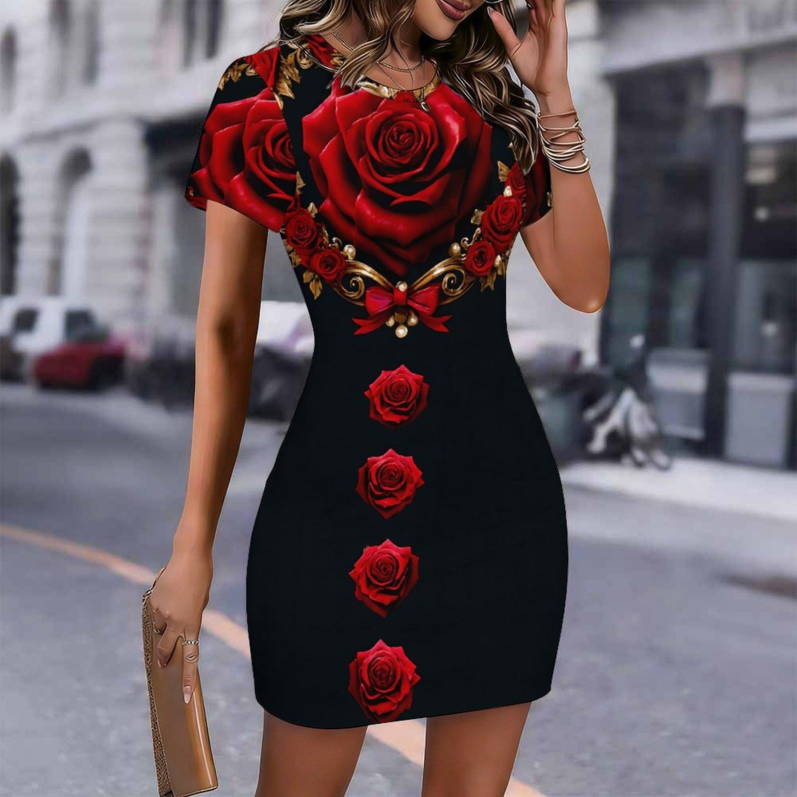 Fashion Womens Loose Love Rose Print O Neck Short Sleeve Loose Streetwear A-line Dress XXL червоний
Fashion Womens Loose Love Rose Print O Neck Short Sleeve Loose Streetwear A-line Dress XXL червоний