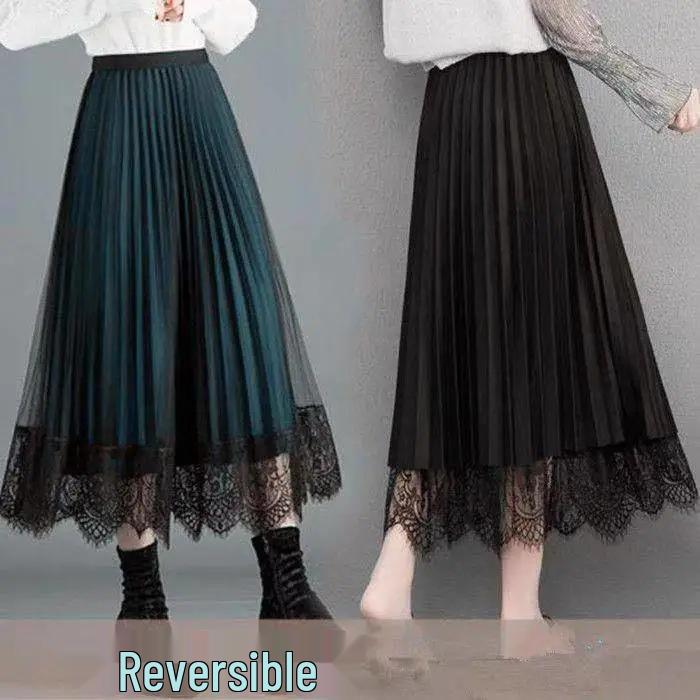 Reversible High Waist Lace Midi Skirt - Autumn/Winter Plus Size Slimming Mesh Pleated Skirt S (80-95 lbs)
Reversible High Waist Lace Midi Skirt - Autumn/Winter Plus Size Slimming Mesh Pleated Skirt S (80-95 lbs)