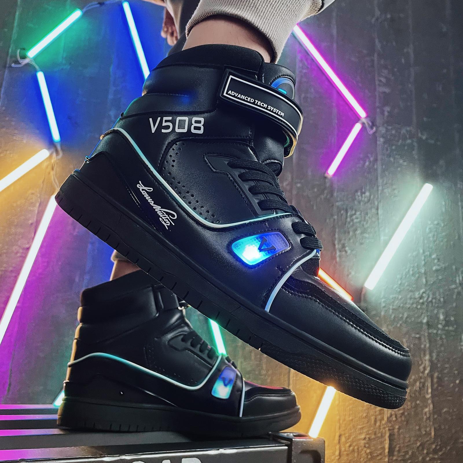 Colorful light shoes USB charging ghost step dance shoes men s and women s dance shoes sports board shoes high-top luminous LED luminous shoes 46 чорний
Colorful light shoes USB charging ghost step dance shoes men s and women s dance shoes sports board shoes high-top luminous LED luminous shoes 46 чорний