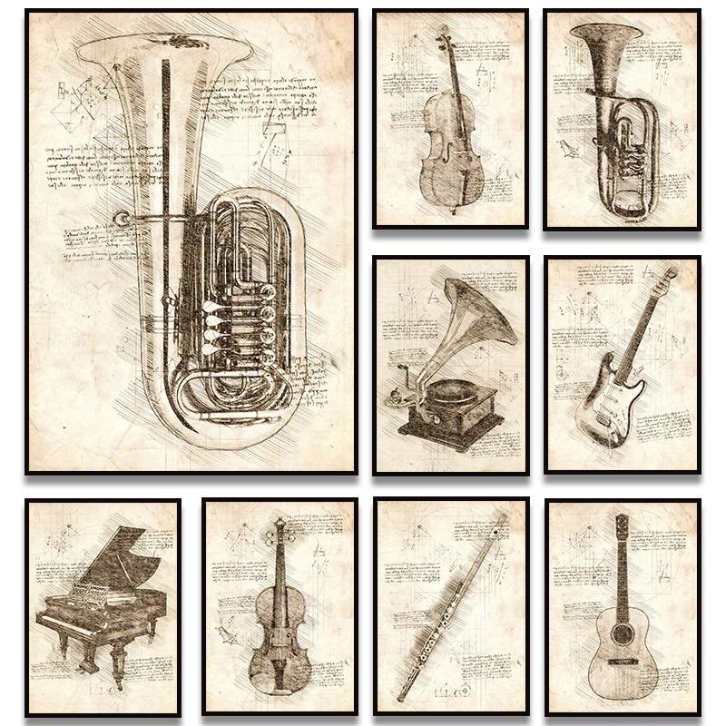 Retro Style Da Vinci Inspired Musical Instruments Sketches Series Poster Print Canvas Art Pictures for Living Room Wall Decor 21cm×30cm NoFrame
Retro Style Da Vinci Inspired Musical Instruments Sketches Series Poster Print Canvas Art Pictures for Living Room Wall Decor 21cm×30cm NoFrame