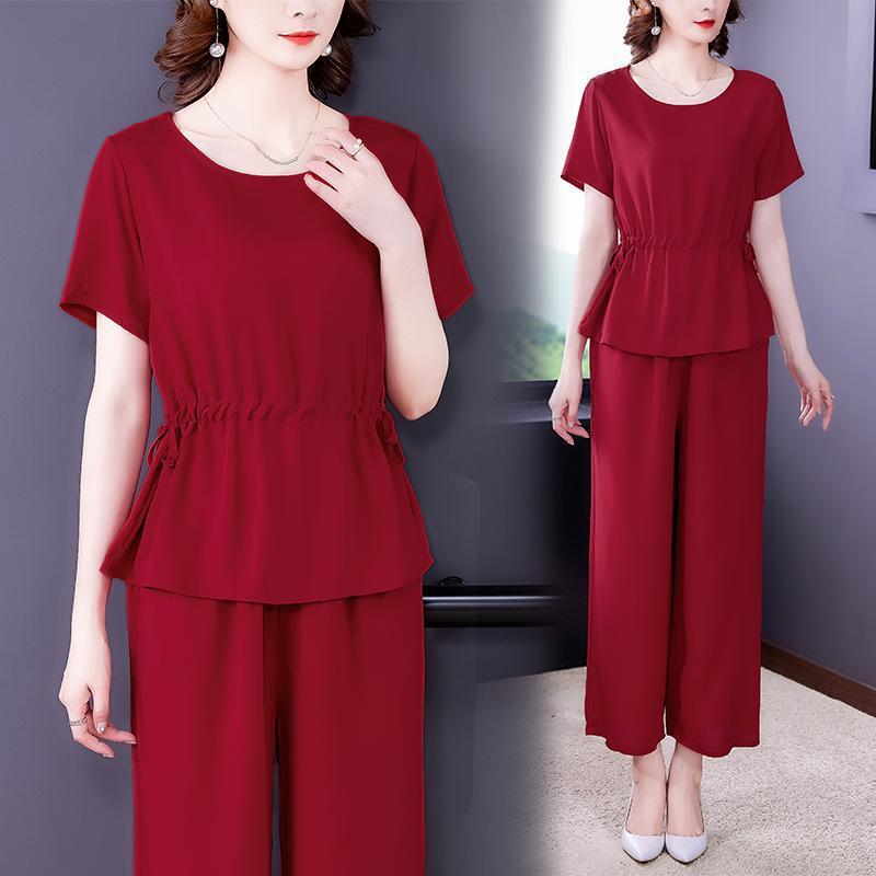 Women s 2026 Summer Cotton Silk Pajama Set: Loose Short Sleeve Top and Wide-Leg Pants M (80-100 jin) вина червоного кольору
Women s 2026 Summer Cotton Silk Pajama Set: Loose Short Sleeve Top and Wide-Leg Pants M (80-100 jin) вина червоного кольору