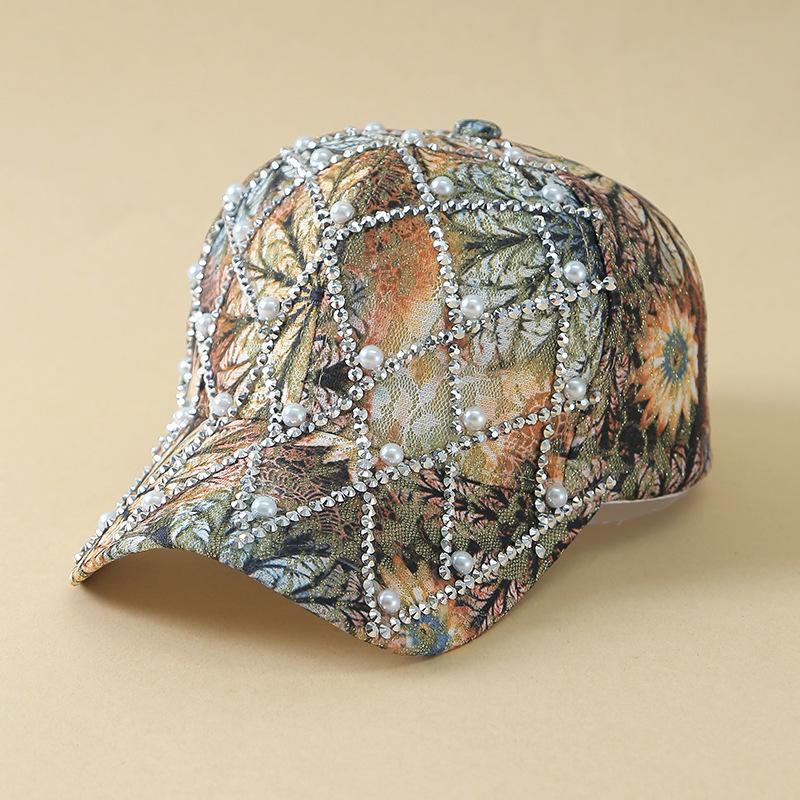 Korean Style Rhinestone Pearl Lace Baseball Cap, Colorful Printed Casual Sun Hat, Breathable UV Protection Peaked Cap
Korean Style Rhinestone Pearl Lace Baseball Cap, Colorful Printed Casual Sun Hat, Breathable UV Protection Peaked Cap