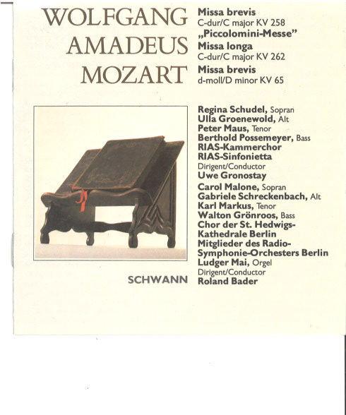 CD WOLFGANG AMADEUS MOZART - REGINA SC - Missa Brevis Piccolomini-Messe / 313021H1 Schwann 1986 Germany Classical Used
CD WOLFGANG AMADEUS MOZART - REGINA SC - Missa Brevis Piccolomini-Messe / 313021H1 Schwann 1986 Germany Classical Used