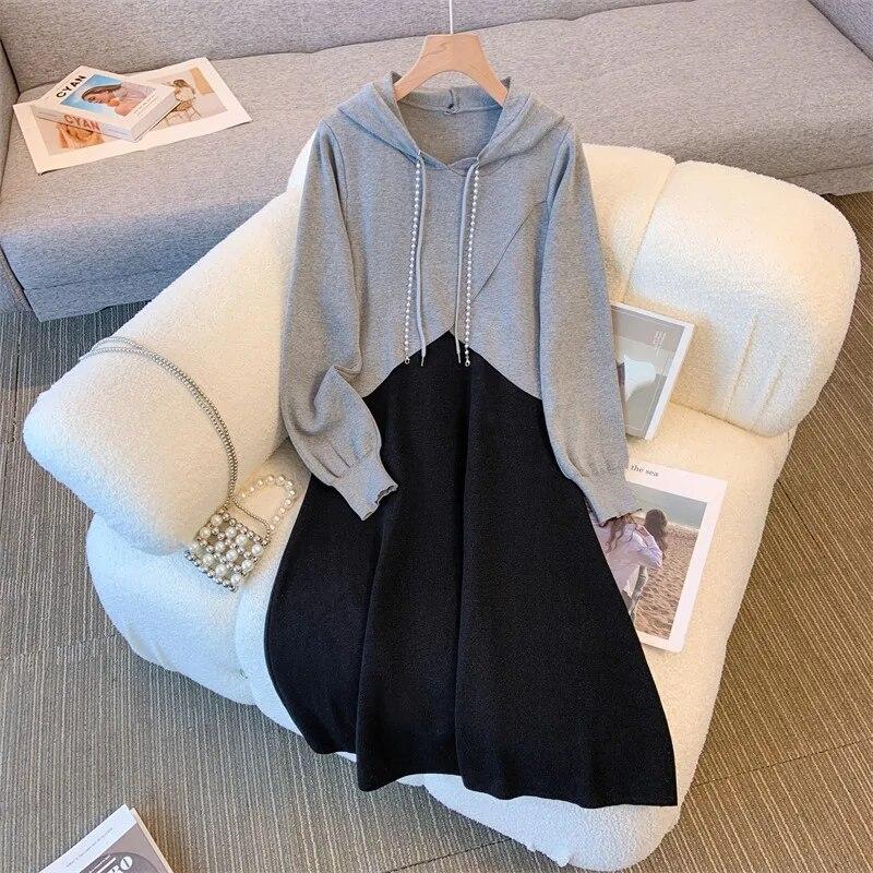 Women s Dress Korean Style Contrast Color Patchwork Fake Two Pieces A-Line Loose Drawstring Autumn Hooded Dresses for 18-24Y
Women s Dress Korean Style Contrast Color Patchwork Fake Two Pieces A-Line Loose Drawstring Autumn Hooded Dresses for 18-24Y
