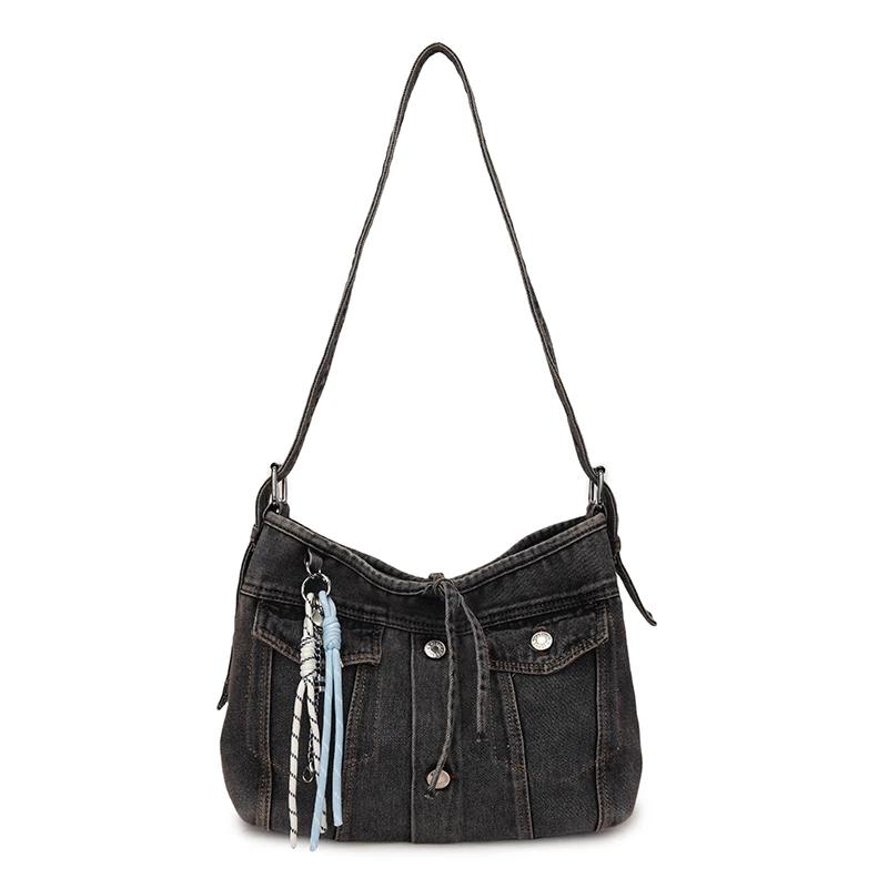 Punk Rock Solid Denim Crossbody Bags Ccise Festival Essential for Ccerts & Travel Trendy High Capacity Commuter Travel Bag чёрный
Punk Rock Solid Denim Crossbody Bags Ccise Festival Essential for Ccerts & Travel Trendy High Capacity Commuter Travel Bag чёрный