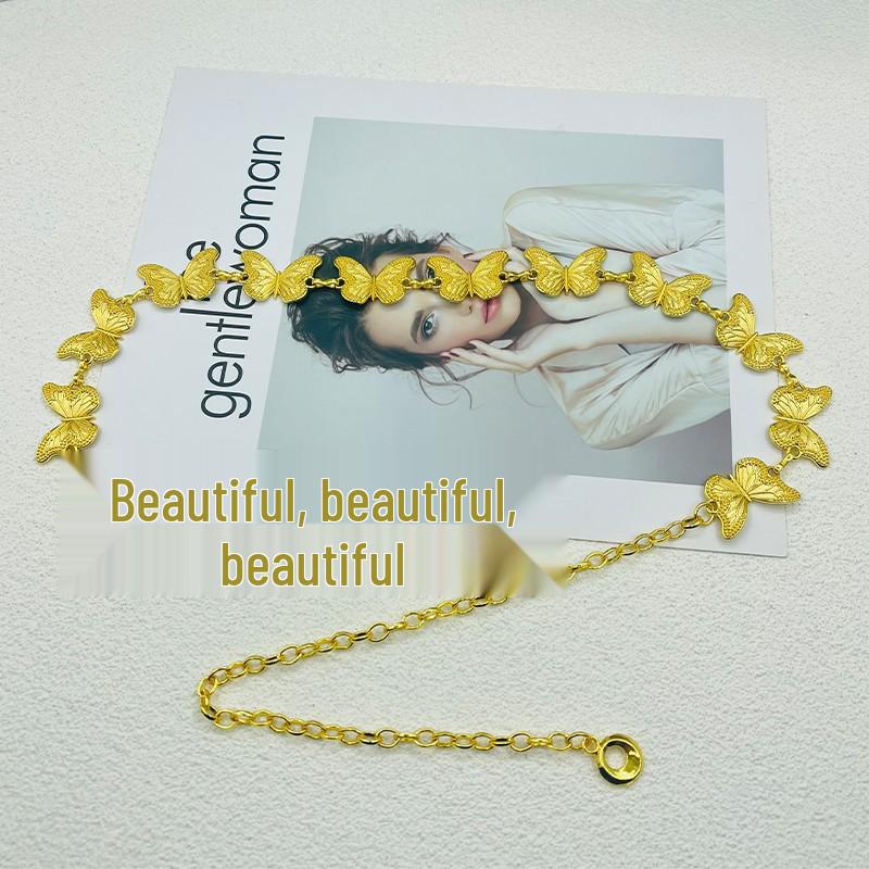 Пояс-цепочка на талию в корейском стиле с бабочками - Универсальный, модный металлический аксессуар для школьной формы JK золотой
Пояс-цепочка на талию в корейском стиле с бабочками - Универсальный, модный металлический аксессуар для школьной формы JK золотой