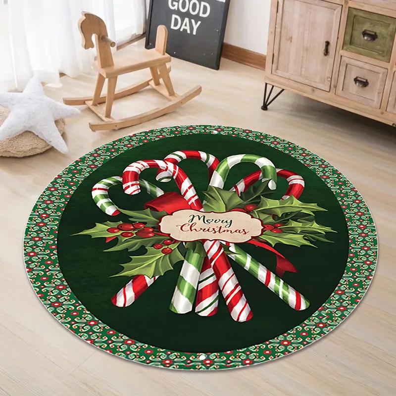 Christmas Candy Green Leaves Round Rug, Plush Flannel Thick Mat for Home Office Decor, Machine Washable Polyester Carpet Diameter 60cm
Christmas Candy Green Leaves Round Rug, Plush Flannel Thick Mat for Home Office Decor, Machine Washable Polyester Carpet Diameter 60cm