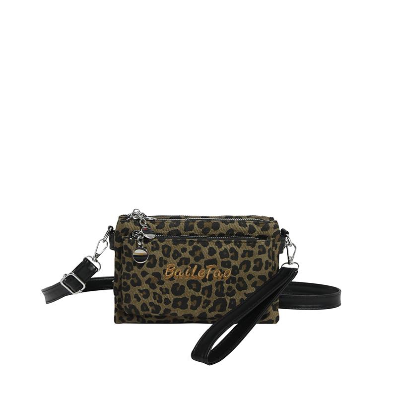 Женская сумка с леопардовым принтом, винтажная сумка через плечо чёрный