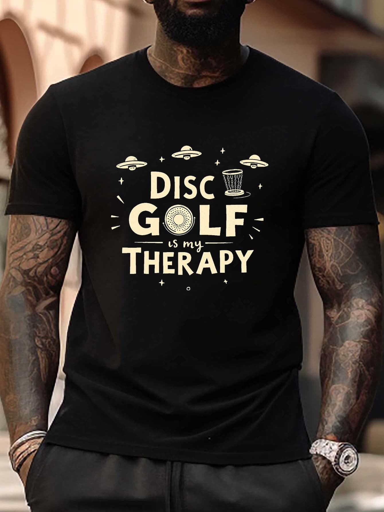 Plus Size Disc Golf Therapy Graphic T-shirt - Black with UFO & Golf Ball Design S
Plus Size Disc Golf Therapy Graphic T-shirt - Black with UFO & Golf Ball Design S