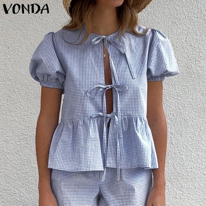 VONDA Women Summer Puff Sleeve Plaid Print Front Bow Knot Ruffled T-shirts Tops 2XL жёлтый
VONDA Women Summer Puff Sleeve Plaid Print Front Bow Knot Ruffled T-shirts Tops 2XL жёлтый