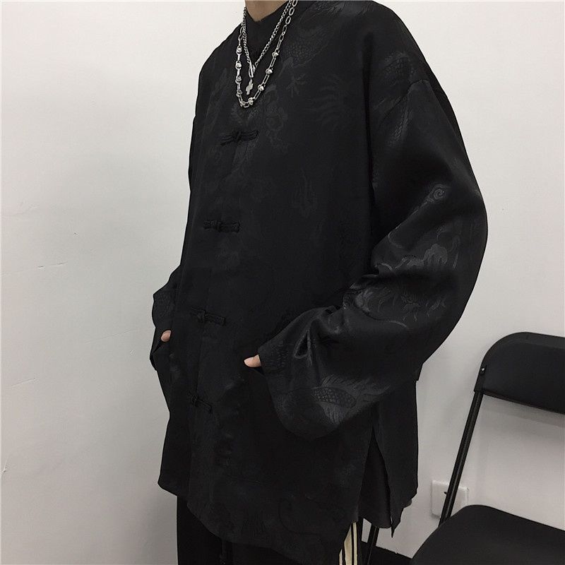 Woherb Women Man Blouse Dragon Print Harajuku Streetwear Chinese Style Stand Collar Buckle Vintage Black White Shirt Blusas 3XL
Woherb Women Man Blouse Dragon Print Harajuku Streetwear Chinese Style Stand Collar Buckle Vintage Black White Shirt Blusas 3XL