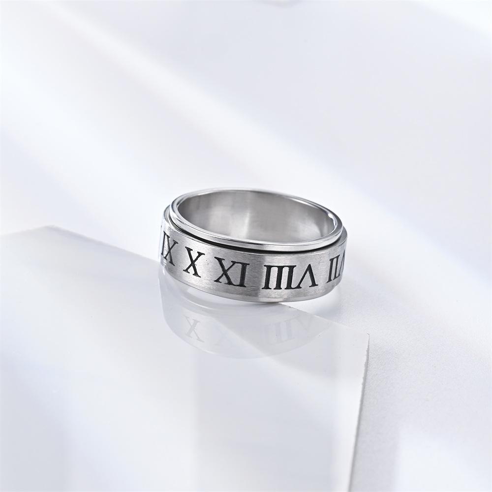 Stainless Steel 8MM Rotatable Ring with Roman Numeral Detailing Stress-Reducing Anti-Anxiety Design for Men Women 12
Stainless Steel 8MM Rotatable Ring with Roman Numeral Detailing Stress-Reducing Anti-Anxiety Design for Men Women 12