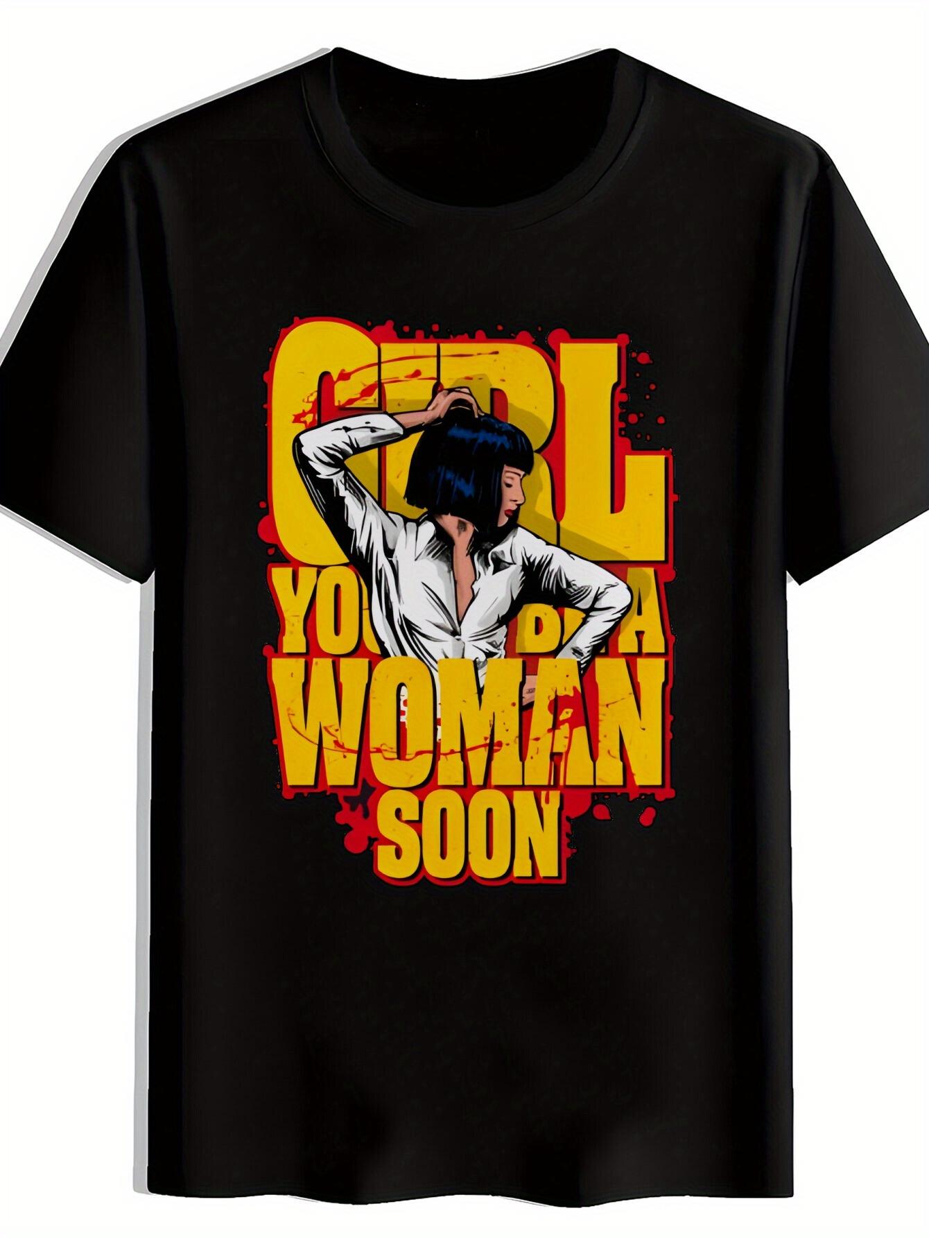 Black Graphic T-shirt with Bold GIRL YOU A WOMAN SOON Print & Red/Yellow Accents - Summer Casual Short Sleeve Round Neck Tee XXL
Black Graphic T-shirt with Bold GIRL YOU A WOMAN SOON Print & Red/Yellow Accents - Summer Casual Short Sleeve Round Neck Tee XXL