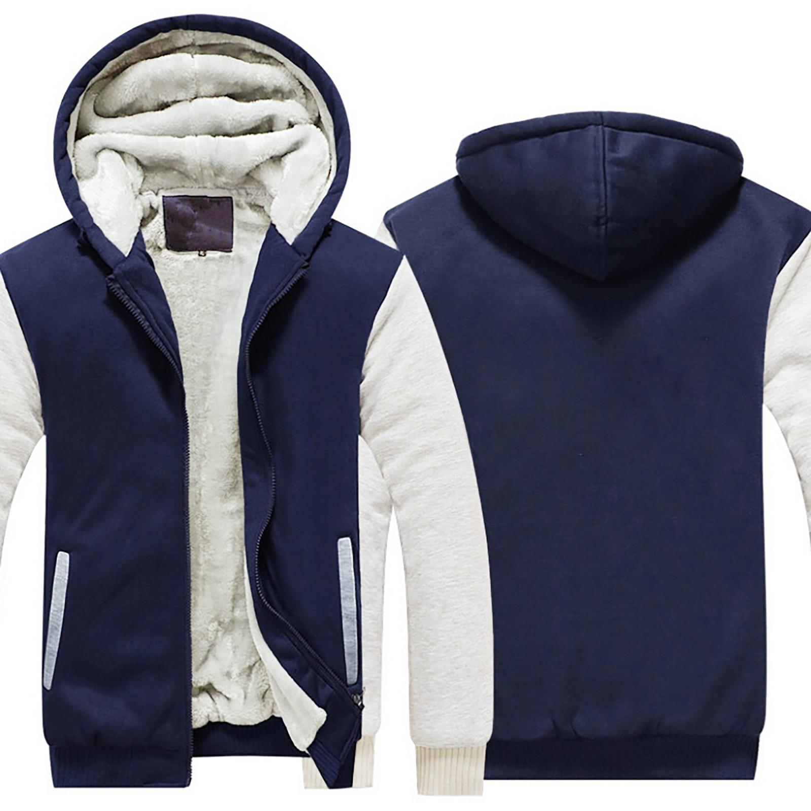 Мужская осенне-зимняя новая модная свободная повседневная плюшевая куртка контрастного цвета M синий