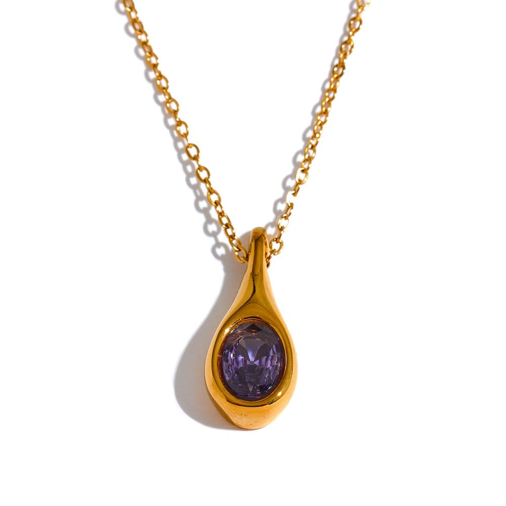 Yhpup High Quality Purple Cubic Zirconia Stainless Steel Water Drop CZ Pendant Fashion Necklace Delicate Women Chic Jewelry Gift
Yhpup High Quality Purple Cubic Zirconia Stainless Steel Water Drop CZ Pendant Fashion Necklace Delicate Women Chic Jewelry Gift